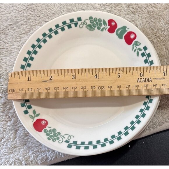 3 Corelle By Corning FARM FRESH Pattern 6.75" Dessert Plates Green Check Apples - Picture 7 of 8